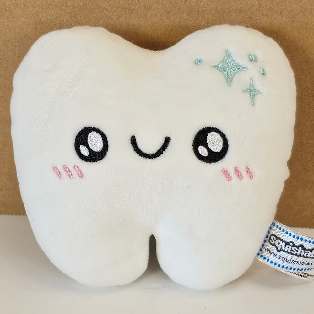 Squishable Tooth Fairy Plush Tooth Pillow White Kawaii Stuffed Plushie 5”